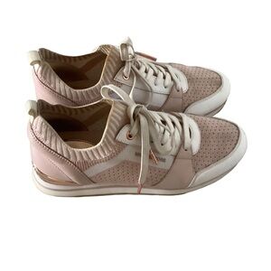 Michael Kors MK Allie trainer pink rose gold sneaker shoes Sz 8 lace up shoes